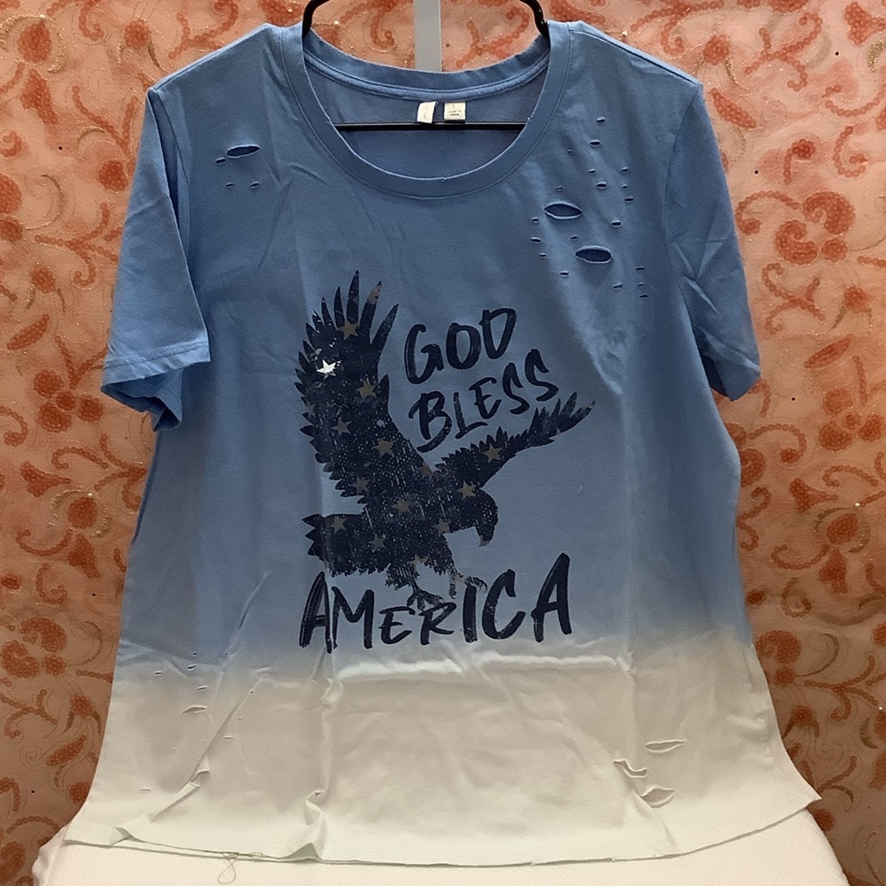Cato Light Blue Tee with Eagle and Stars - Picture 5 of 6